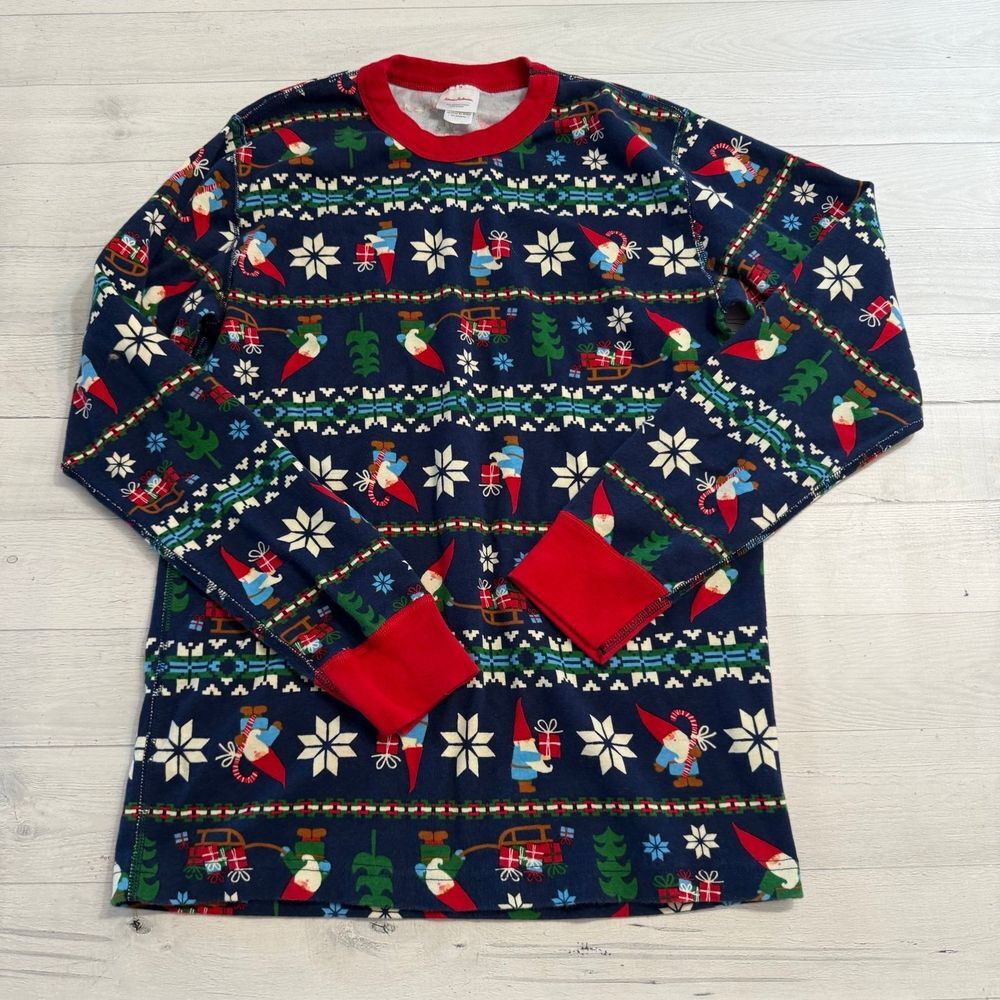 Hanna Andersson adult Holiday Long John Pajama Top holiday gnomes medium